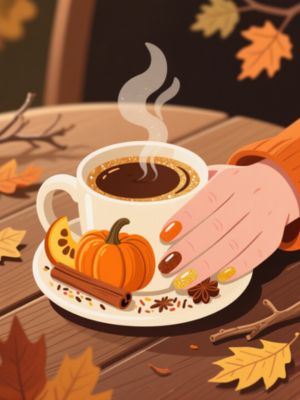 Pumpkin Spice Latte Nail Design for Fall