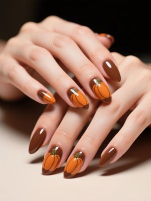 Pumpkin Nails with Brown
