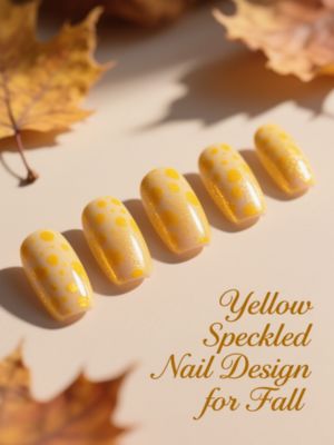 Yellow Speckled Nail Design for Fall