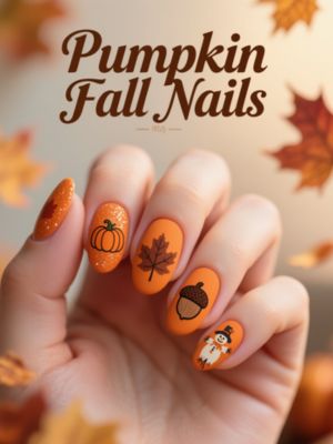 Pumpkin Fall Nails