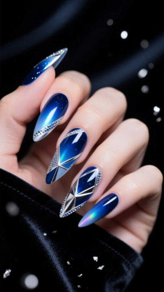 Edgy Blue And Silver Glam