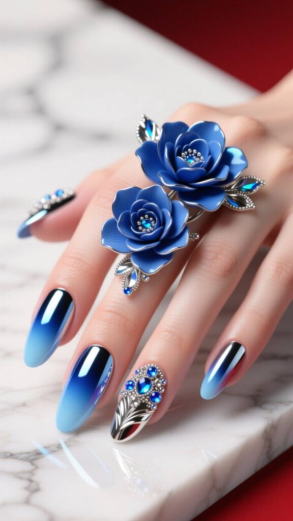 Glossy Royal Blue Blooms