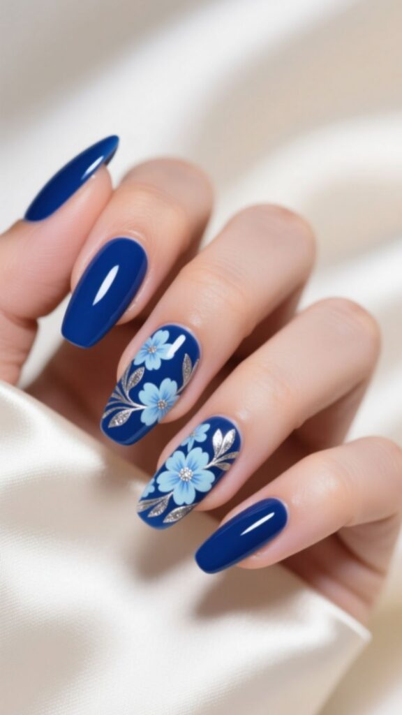  Royal Blue And Floral Mix