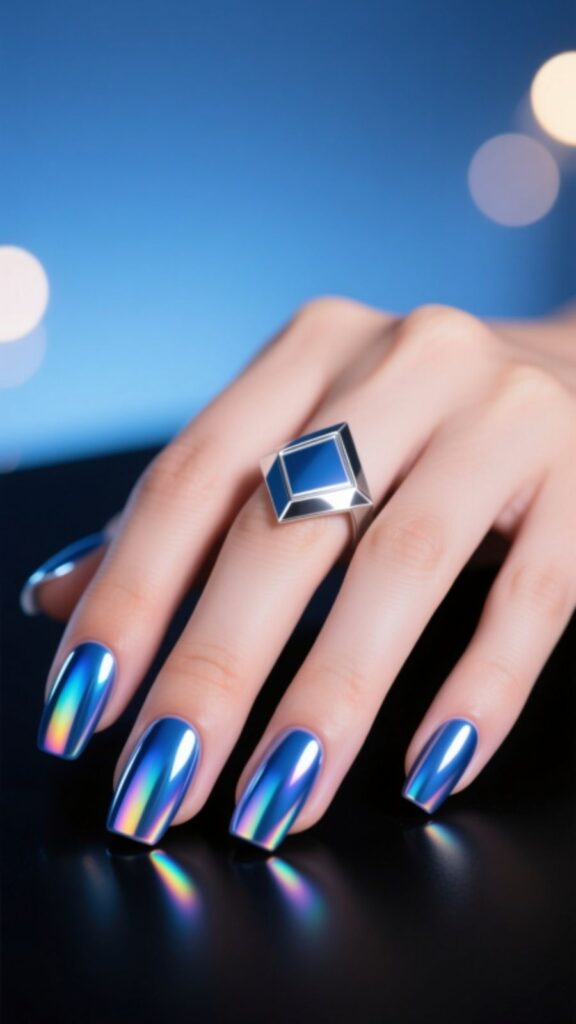 Iridescent Blue Chrome