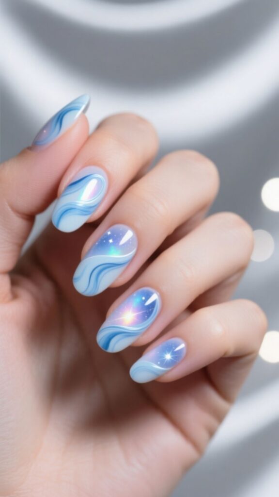 Light Blue Abstract Swirls