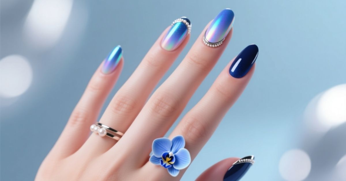 Blue Prom Nails