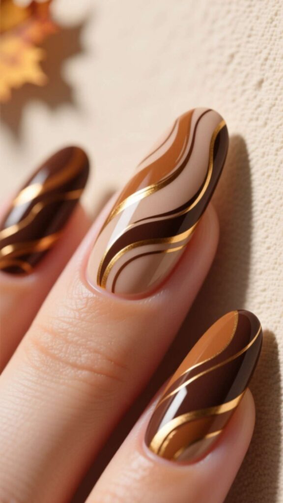 Brown Abstract Line Art