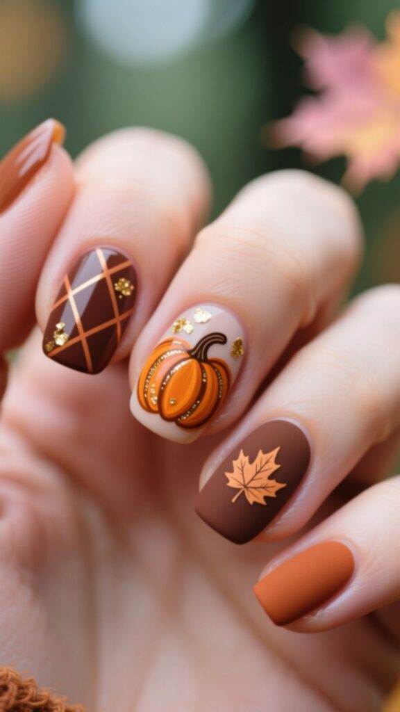 Pumpkin Spice Accent Nails