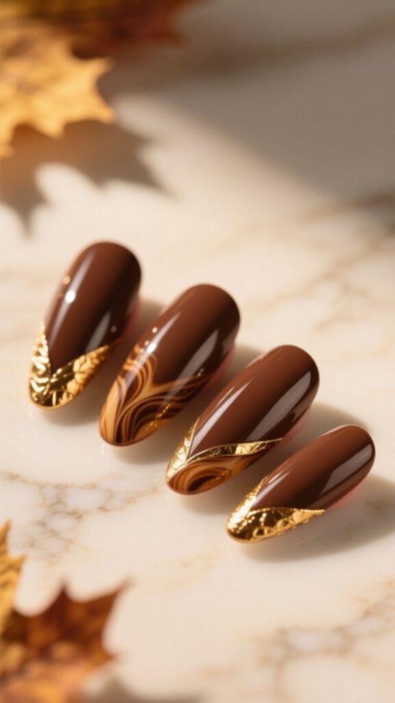 Mocha Coffin Nails