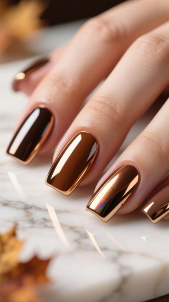 Brown Chrome Nails