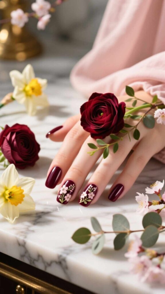 Spring Burgundy Florals