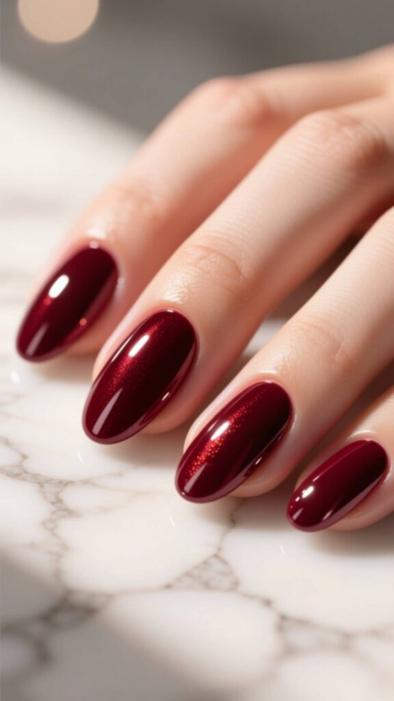 Almond Burgundy Nails