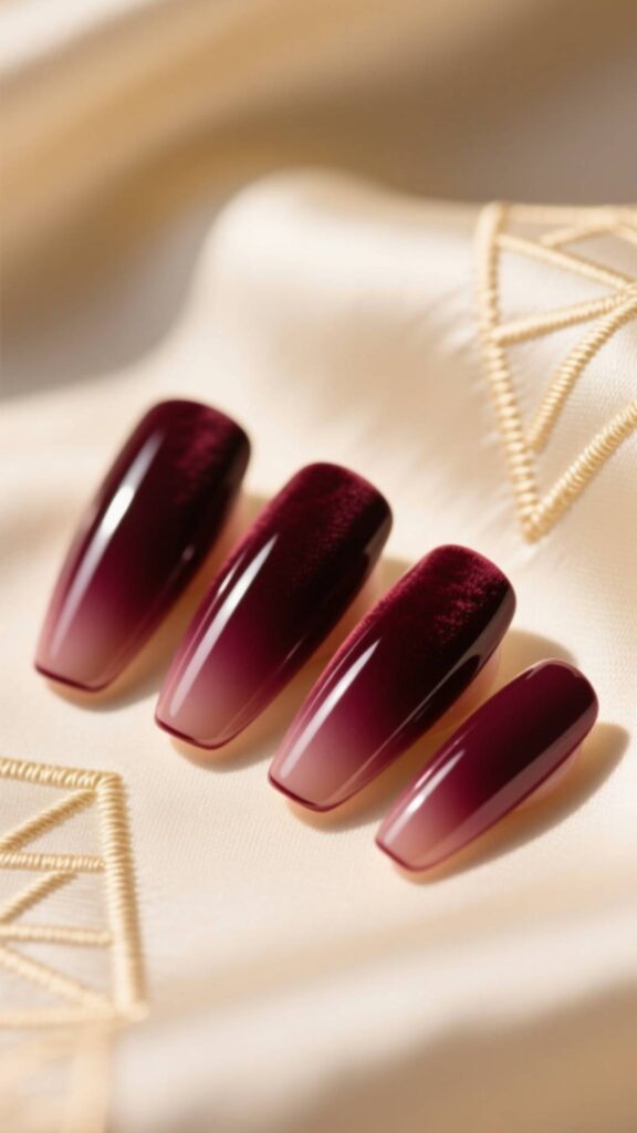 Coffin Burgundy Nails