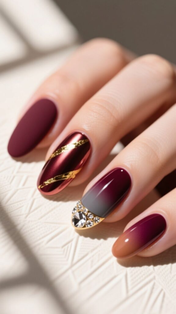 Modern Burgundy Nail Designs