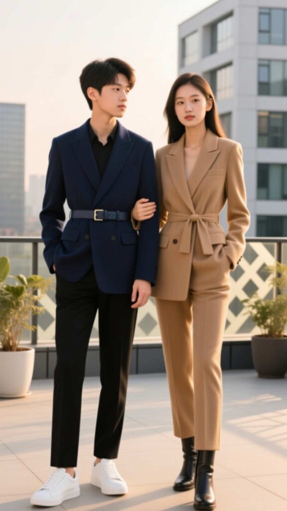 Belted Blazer with Skinny Pants