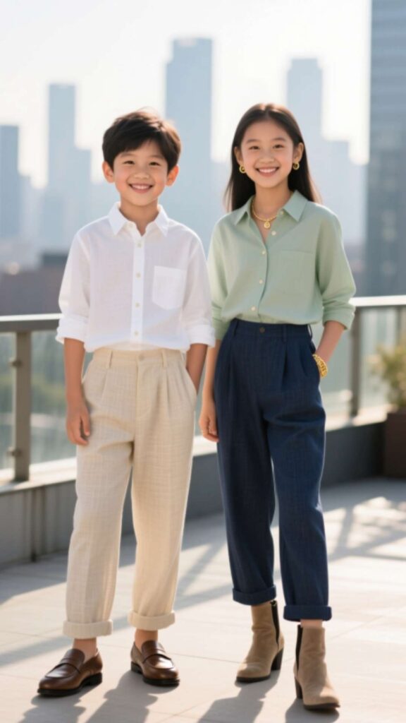 Soft Linen Pants with Button-Up