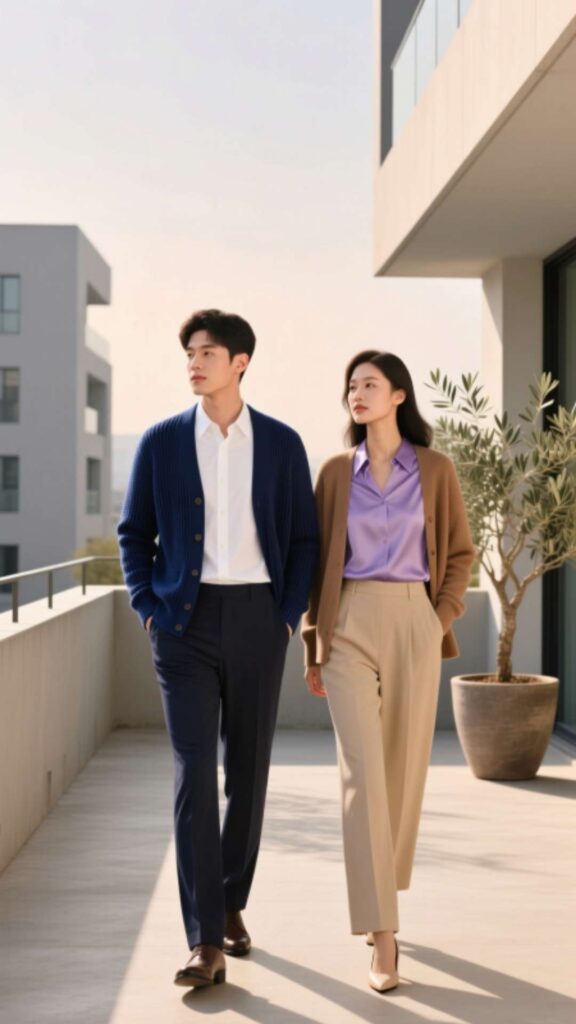 Cardigan Layered Over Blouse