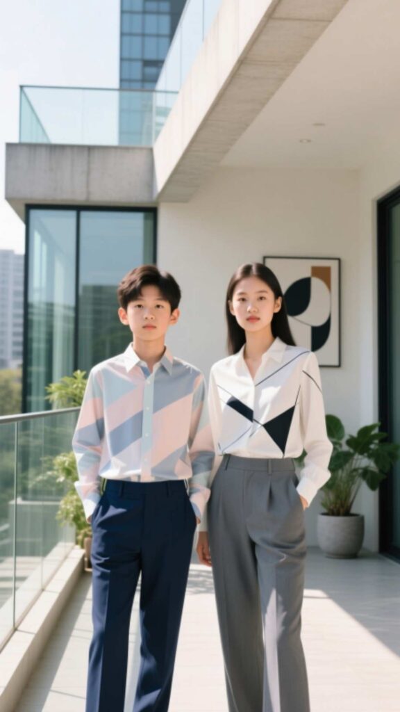 Printed Blouse with Solid Pants