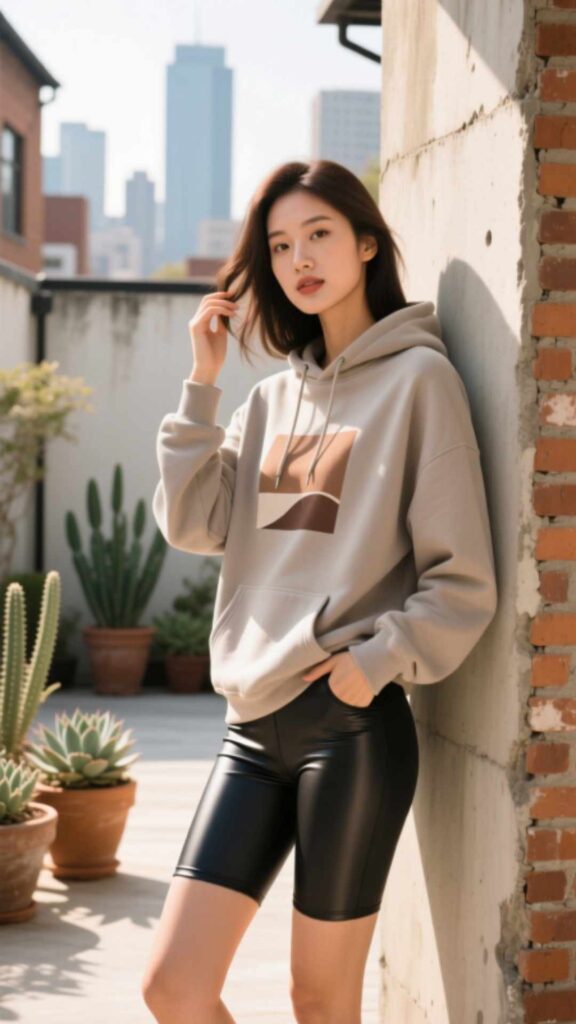 Hoodie with Biker Shorts