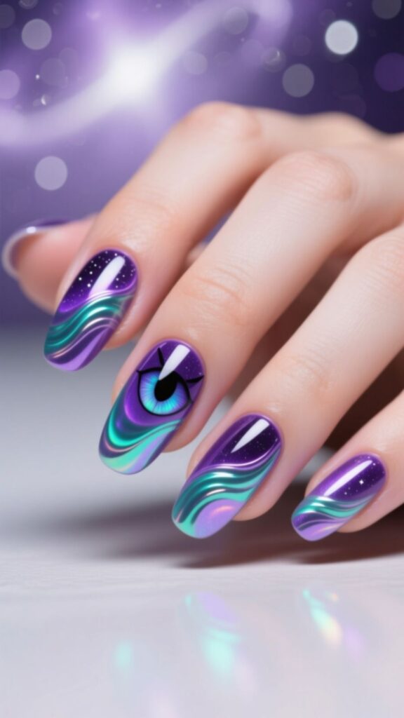 Cosmic Purple and Teal Waves