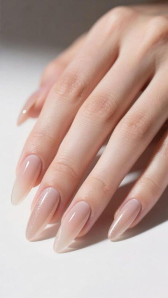 Classic Nude Coffin Acrylic Nails
