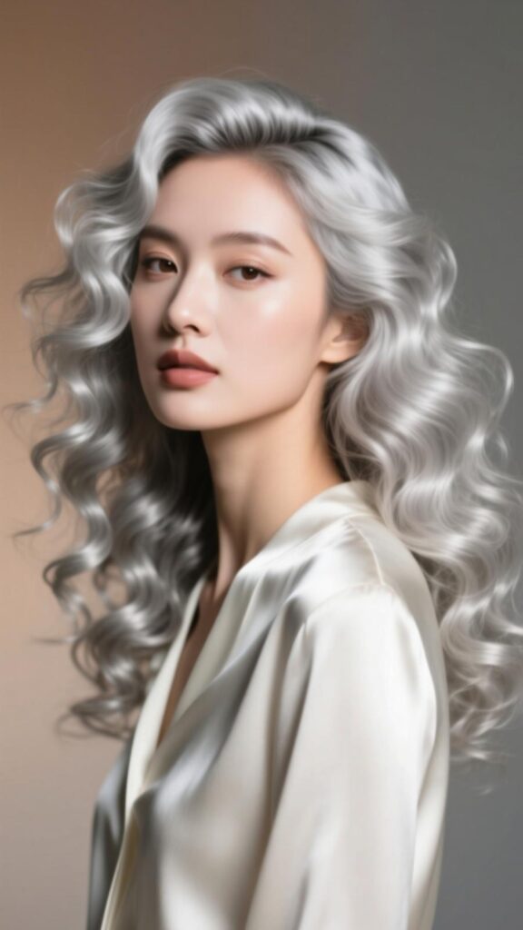 Elegant Silver Curly Locks