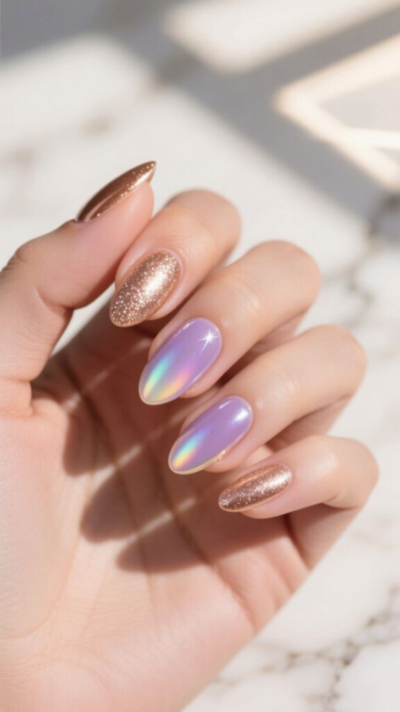 Gradient Glitter Almond Nails