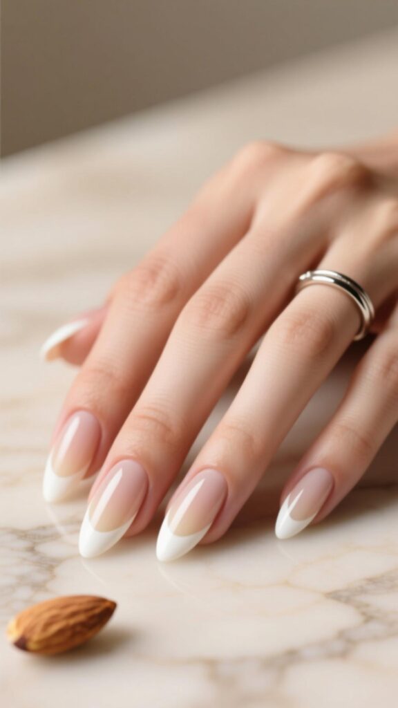 French Tip Almond Nails