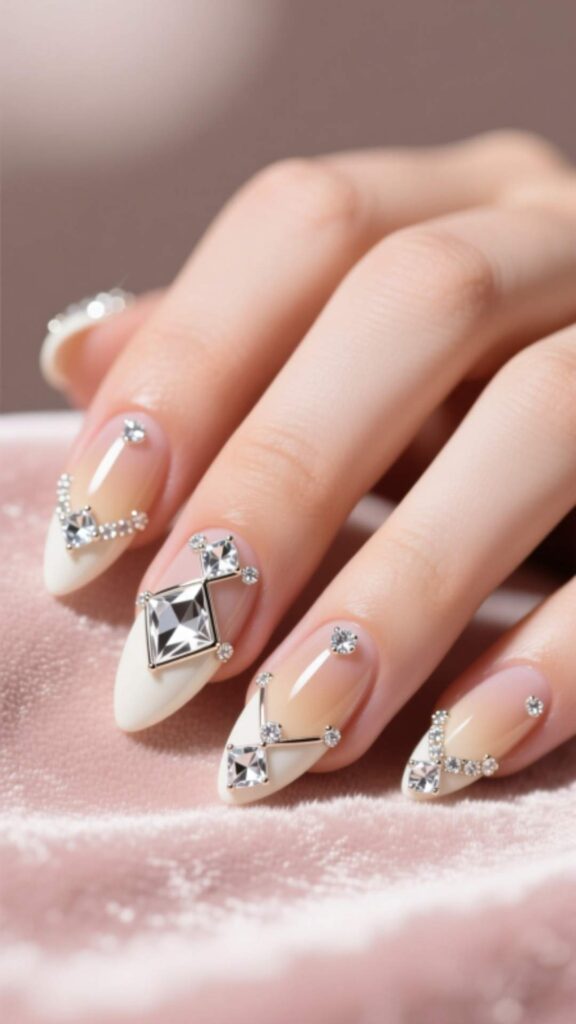 Almond Nails with Rhinestones