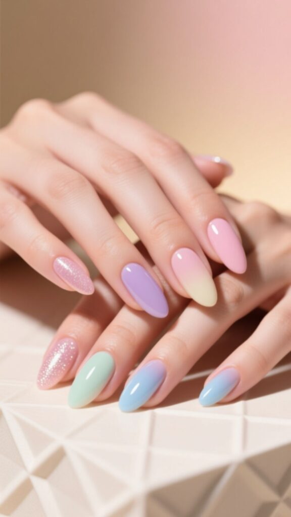 Pastel Almond Nails