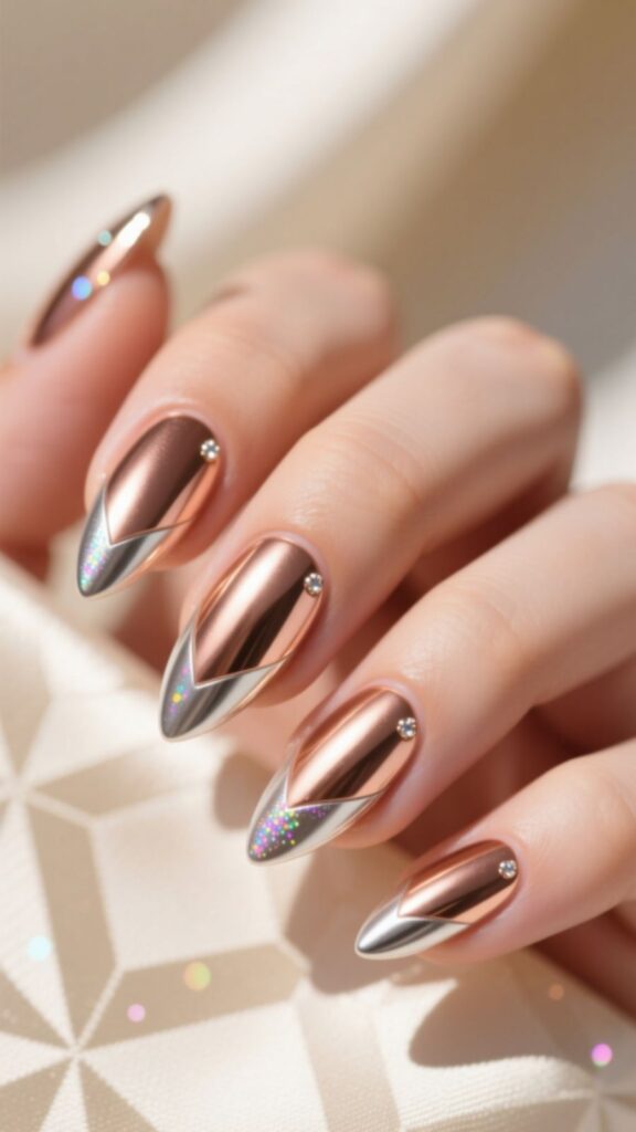 Metallic Almond Nails