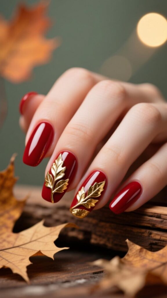 Red and Gold Nail Art