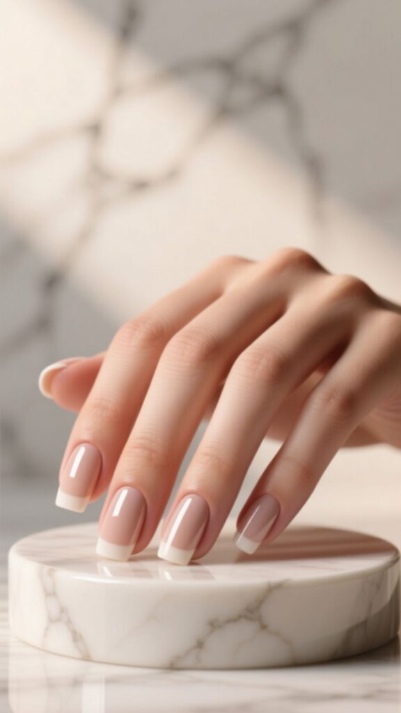 Classic Nude Square Round Nails