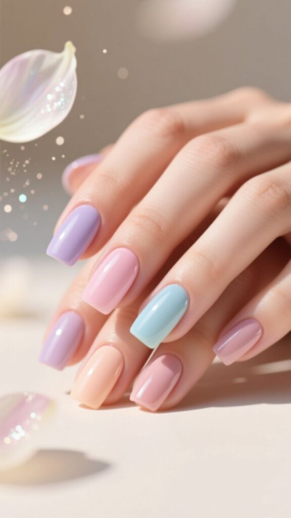 Pastel Square Round Nails