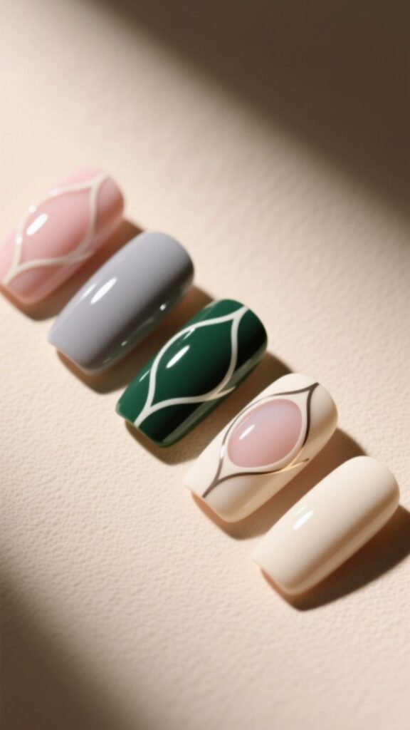 Jewel Accent Square Round Nails