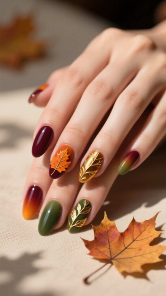 Fall Leaf Nail Art