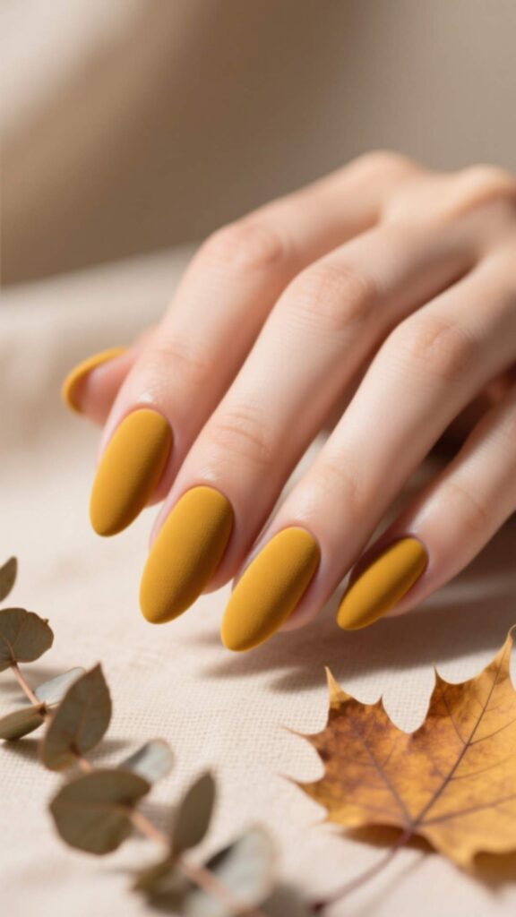 Matte Mustard Yellow Nails