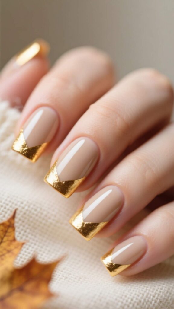 Neutral Beige with Gold Tips