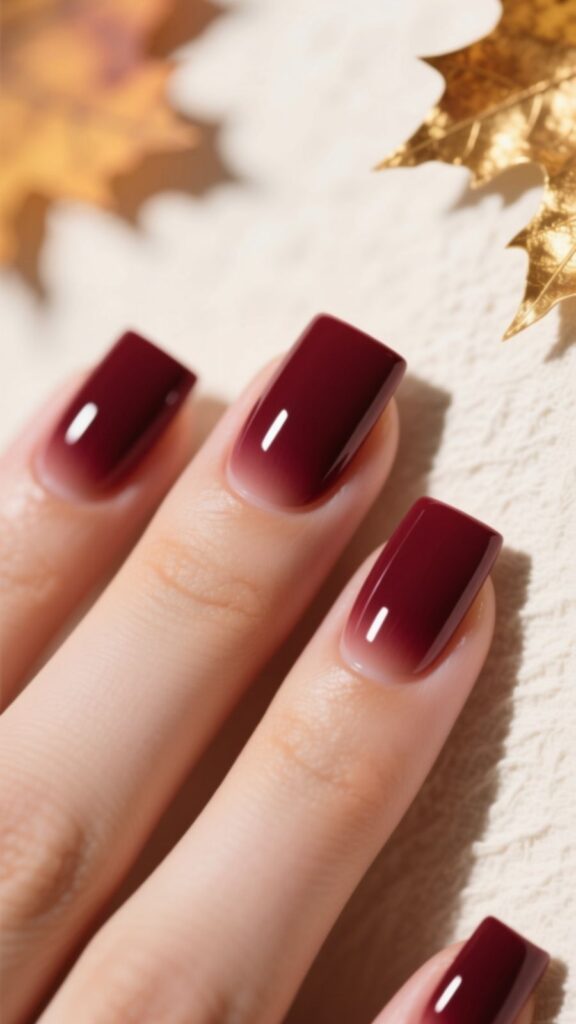Classic Burgundy Square Nails