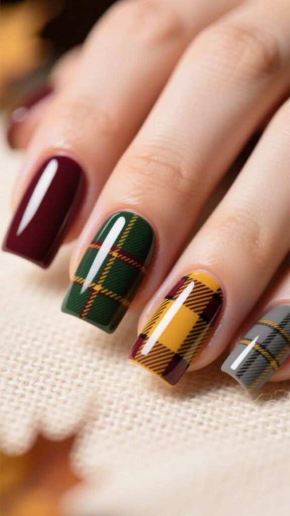 Plaid-Inspired Nail Art