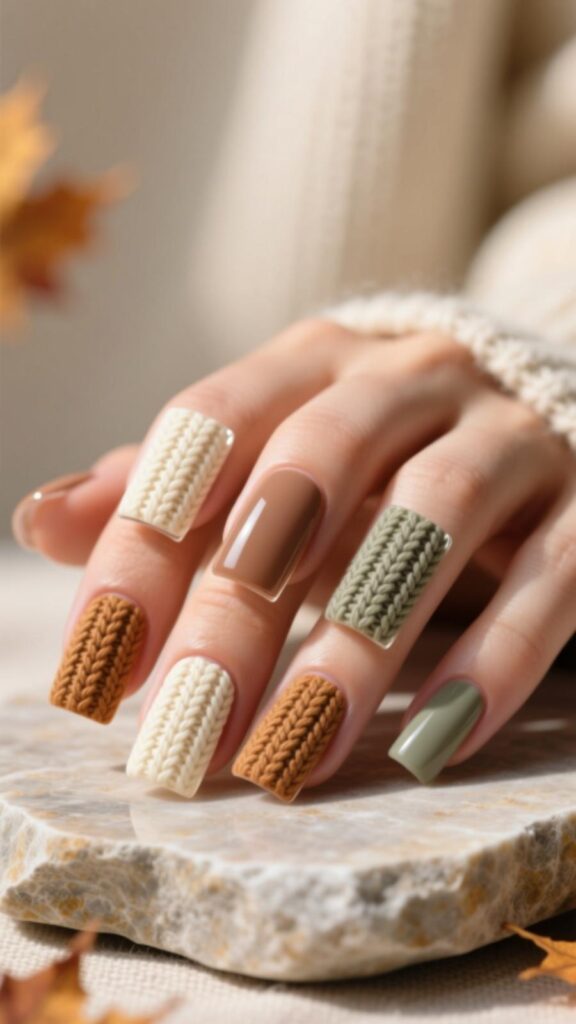 Sweater Texture Nail Design