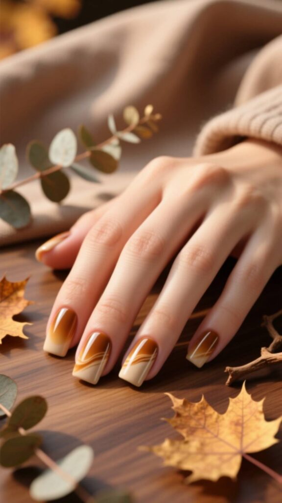 Caramel Latte Nail Art