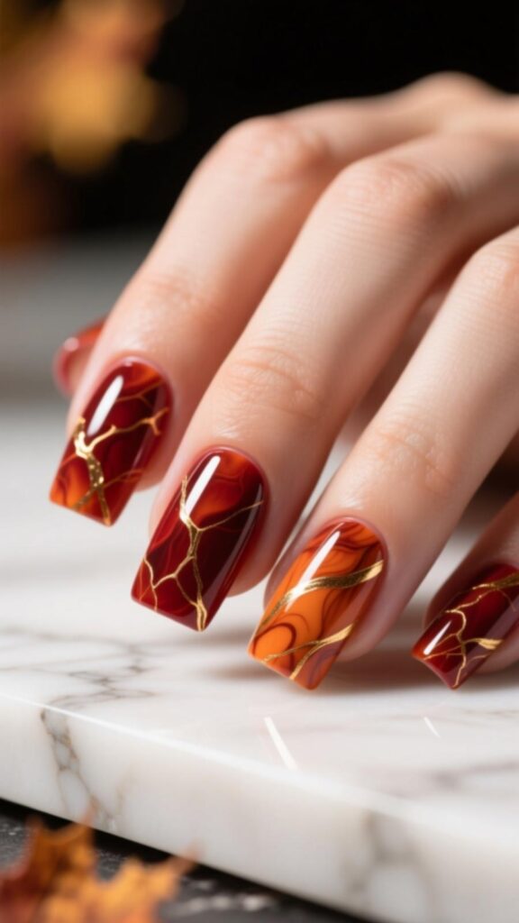 Rusty Red Marble Nails