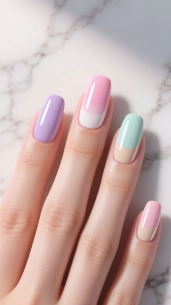 Pastel Shades French Nails