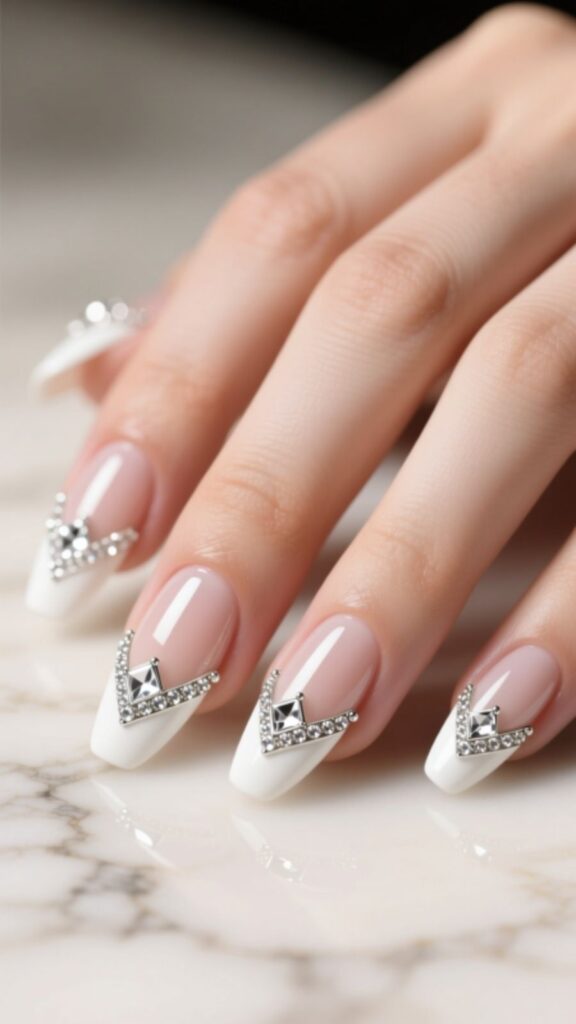 Crystal Glam French Nails