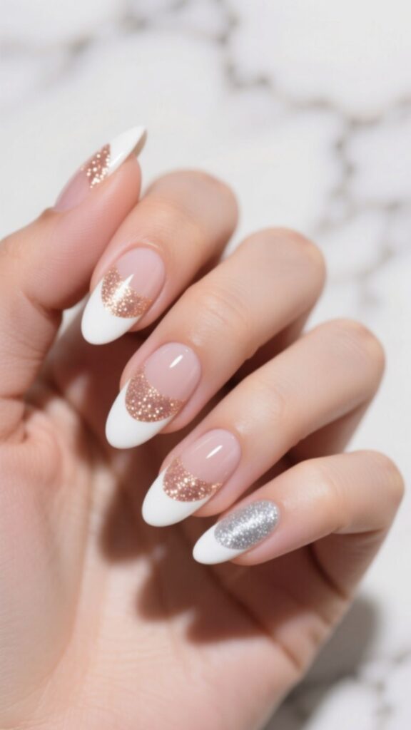 Glitter Tip French Nails