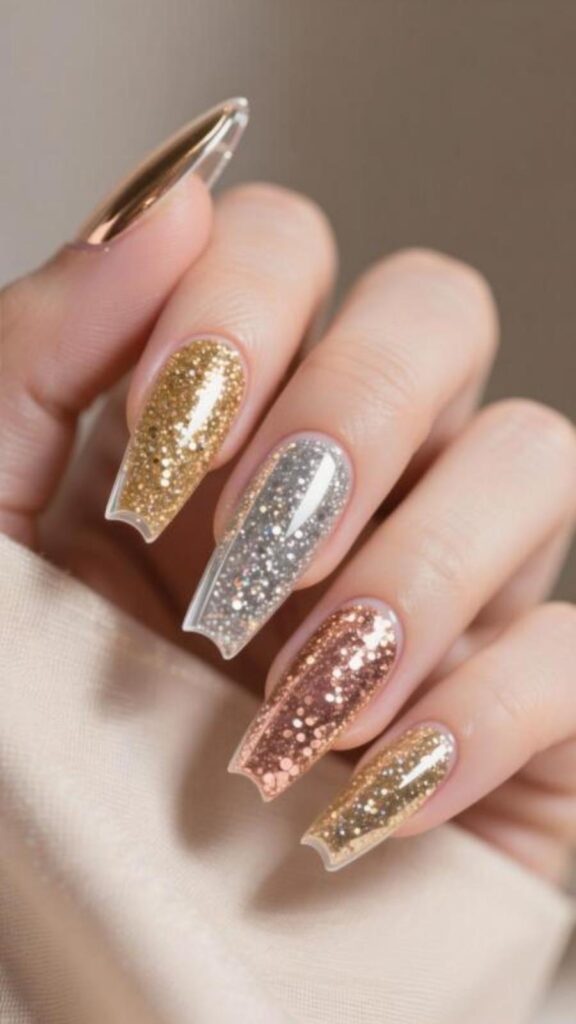 Glitter Coffin Acrylic Nails
