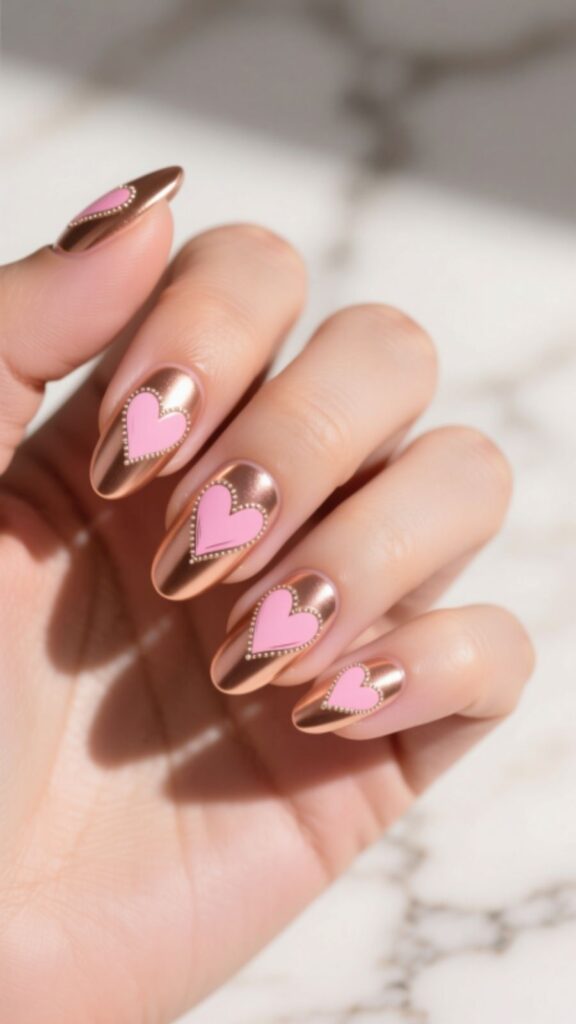 Rose Gold And Pink Hearts