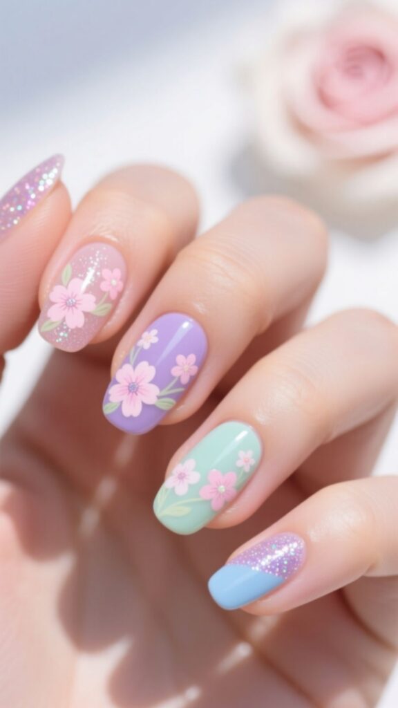 Pastel Floral And Glitter Blend