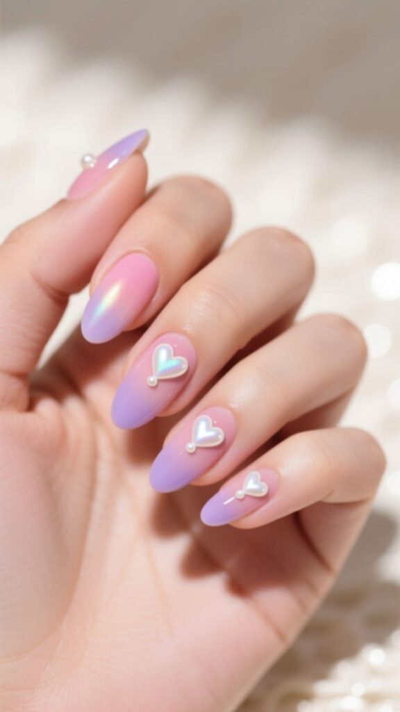 Soft Ombre With Heart Accents